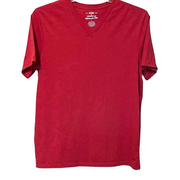 URBAN PIPELINE ULTIMATE TEE SHORT SLEEVE V-NECK T-SHIRT, WOMENS, L, RED - Picture 1 of 8